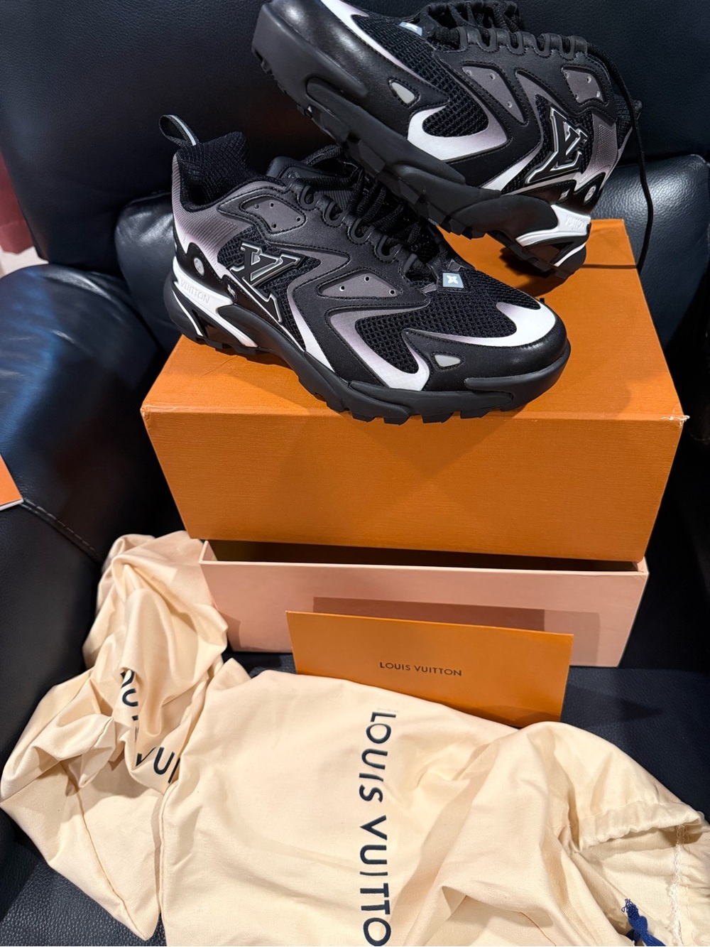 Louis Vuitton Black & White Trail Runner Sneakers